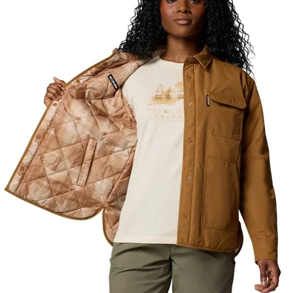 NWT New Columbia Women's Longhorn Ridge Reversible Shirt Jacket Large L Camel - Picture 4 of 6